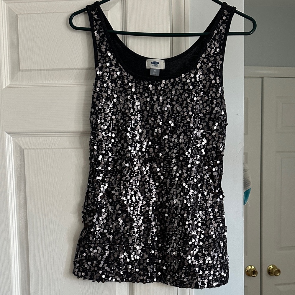 Old Navy Black Sequin Tank Top